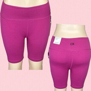 Calvin Klein Performance L Pink Ribbed Seamless Stretch High-Waisted Bike Shorts